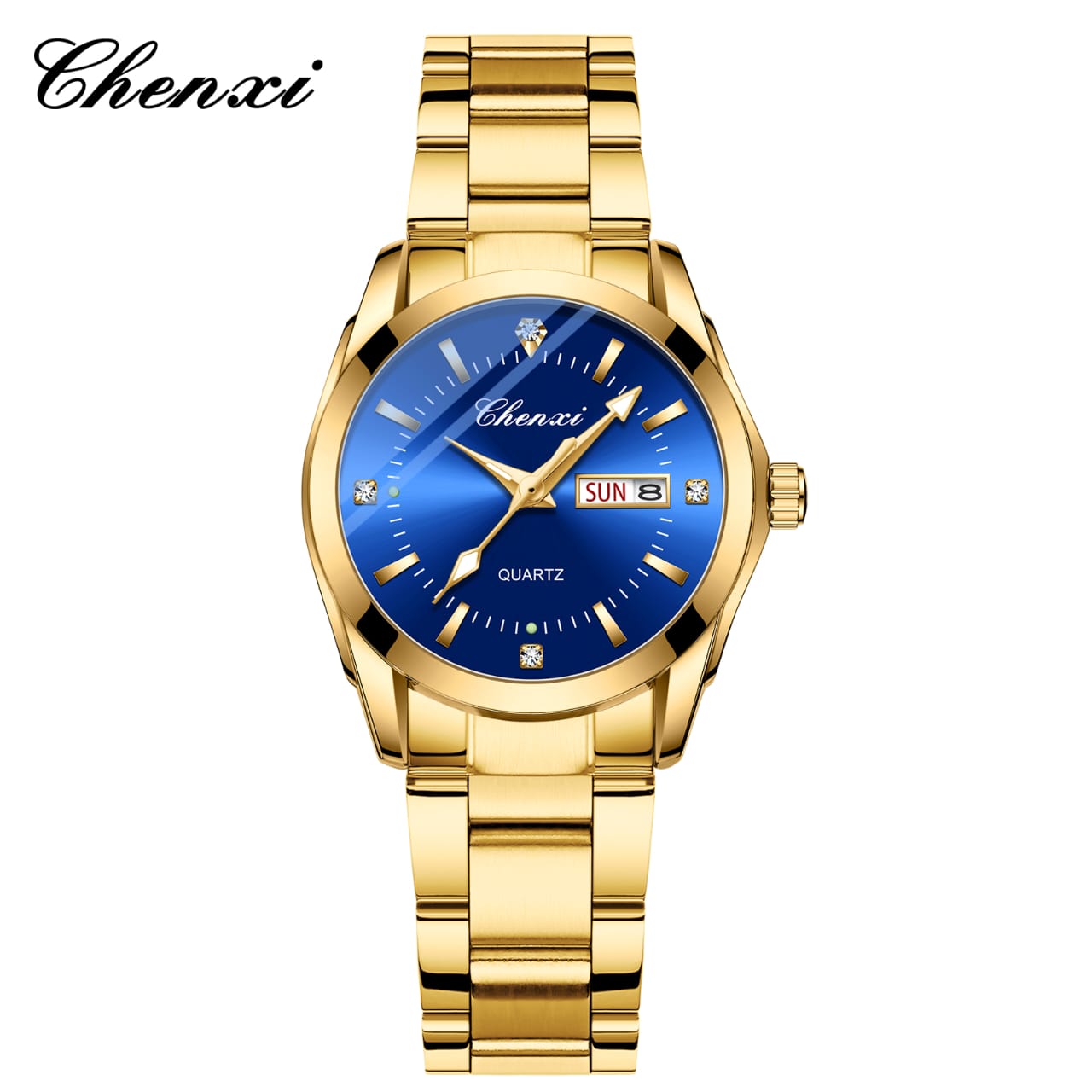 Chenxi Luxury Watch – Gold & Blue Dial (Quartz)